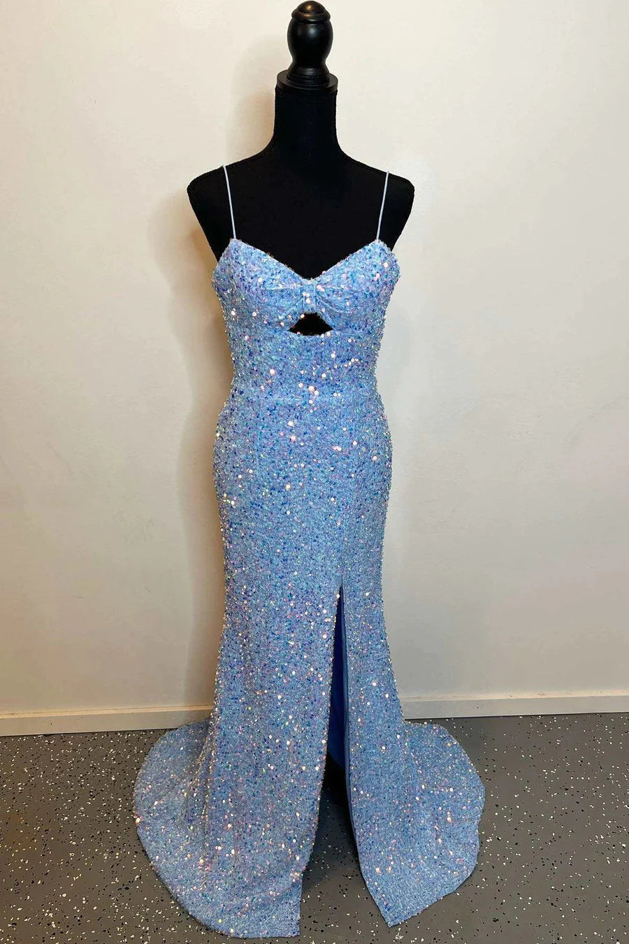 Mermaid Spaghetti Straps Sequins Prom Dress VMP146