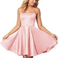 Spaghetti Straps Homecoming Dress Short Satin Puffy Cocktail VMH1