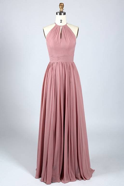 Blush Pink Chiffon Bridesmaid Dress VMB69