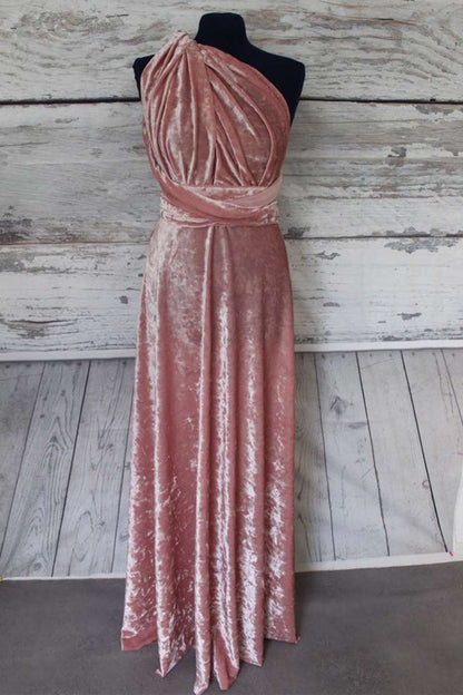 Blush Pink Velvet Bridesmaid Dress