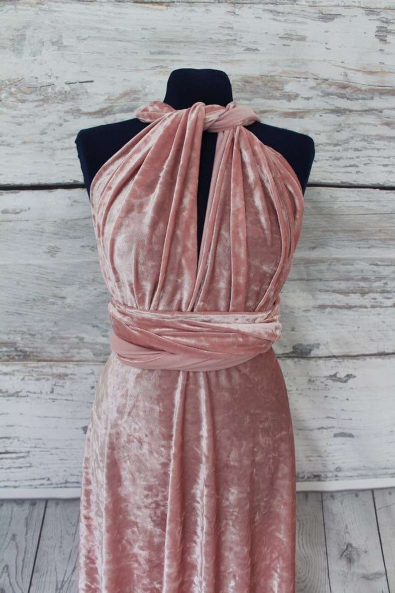 Blush Pink Velvet Bridesmaid Dress VMB71