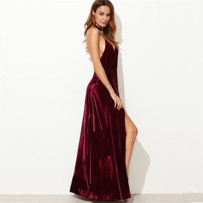 Velvet Formal Evening Party Dress