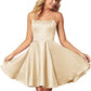 Spaghetti Straps Homecoming Dress Short Satin Puffy Cocktail VMH1