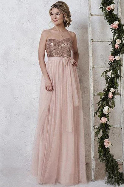 Rose Gold Bridesmaid Dress with Sequins VMB57