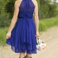 Short Royal Blue Chiffon Bridesmaid Dress VMB55