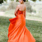 Cowl Neck Satin Formal Dress With Slit VMP122