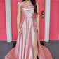 Cowl Neck Satin Formal Dress With Slit VMP122