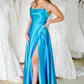 Cowl Neck Satin Formal Dress With Slit VMP122