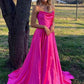 Cowl Neck Satin Formal Dress With Slit VMP122