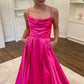 Cowl Neck Satin Formal Dress With Slit VMP122