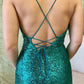 Crew Neck Green Sequins Short Homecoming Dress VMH33