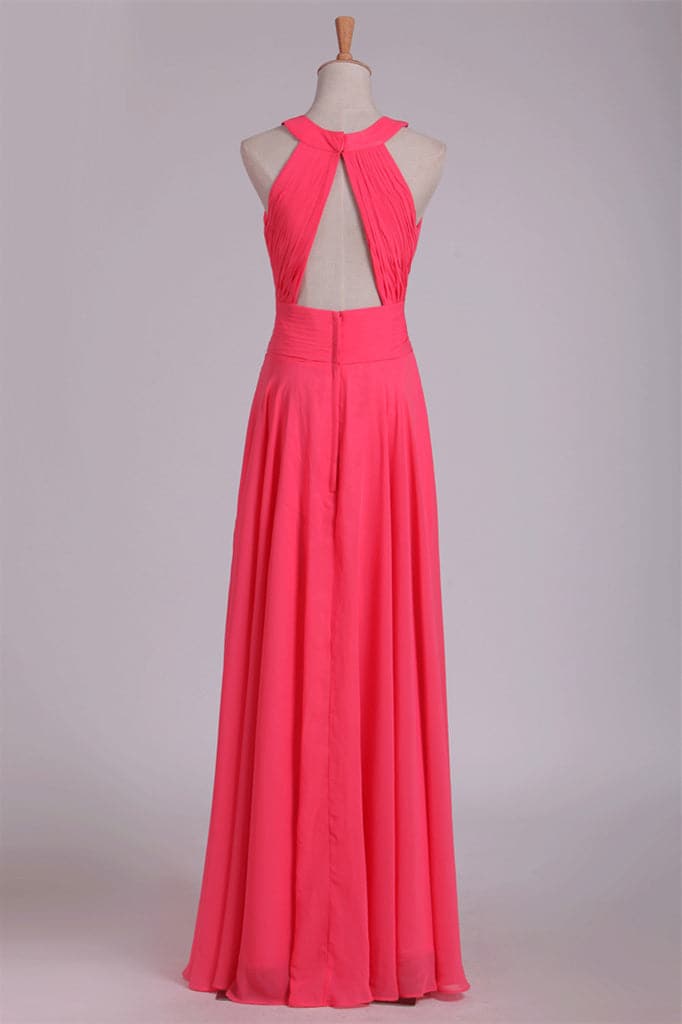 Crew Neck Chiffon Bridesmaid Dress VMB45