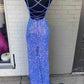 Criss Cross Back Periwinkle Prom Dress With High Slit VMP113