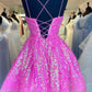 Cute Hot Pink Sequins Homecoming Dress VMH24