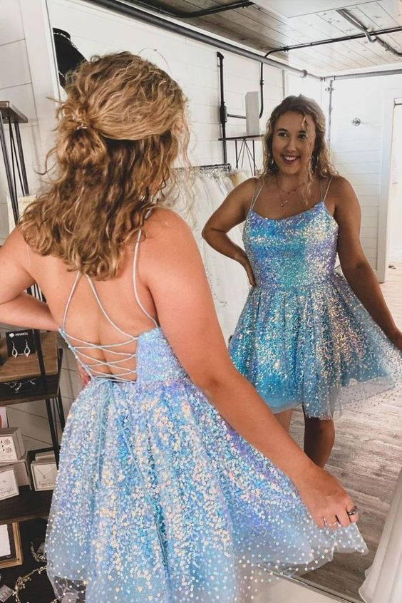 Cute Hot Pink Sequins Homecoming Dress VMH24
