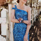 Hot Pink Sequins Prom Dress With One Shoulder VMP115