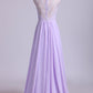 Elegant Lavender Lace Top Bridesmaid Dress VMB51