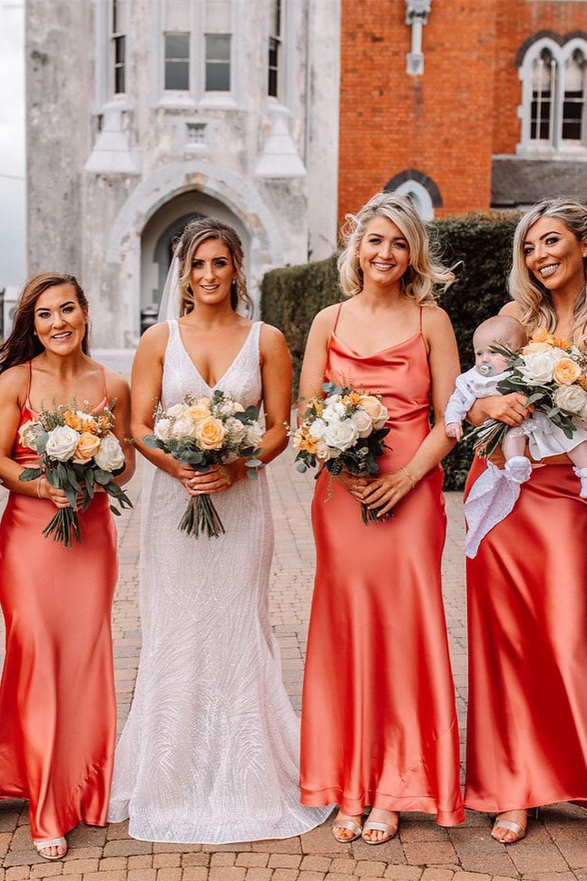 Elegant Pink floor Lenght Bridesmaid Dress VMB52