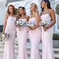 Elegant Strapless Mermaid Pink Bridesmaid Dress VMB40