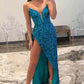 Fuchsia Strapless Sequins Prom Dress With Slit VMP112