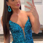 Fuchsia Strapless Sequins Prom Dress With Slit VMP112