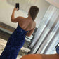 Glitter Royal Blue Sequins Prom Dress with Slit VMP82