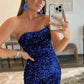 Glitter Royal Blue Sequins Prom Dress with Slit VMP82