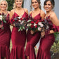 High Low Mermaid Burgundy Bridesmaid Dress VMB56
