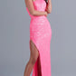 Hot Pink One Shoulder Sequin Prom Dress VMP80