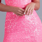 Hot Pink One Shoulder Sequin Prom Dress VMP80