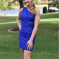 One Shoulder Red Short Homecoming Dress VMH23