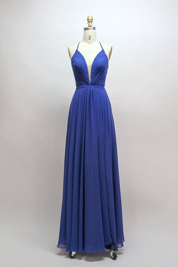 v neck slit prom dress