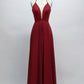 Plunging Neck Burgundy Bridesmaid Dress VMB65