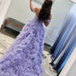 Lavender Off-the-Shoulder Ruffle Layers Prom Dress VMP145
