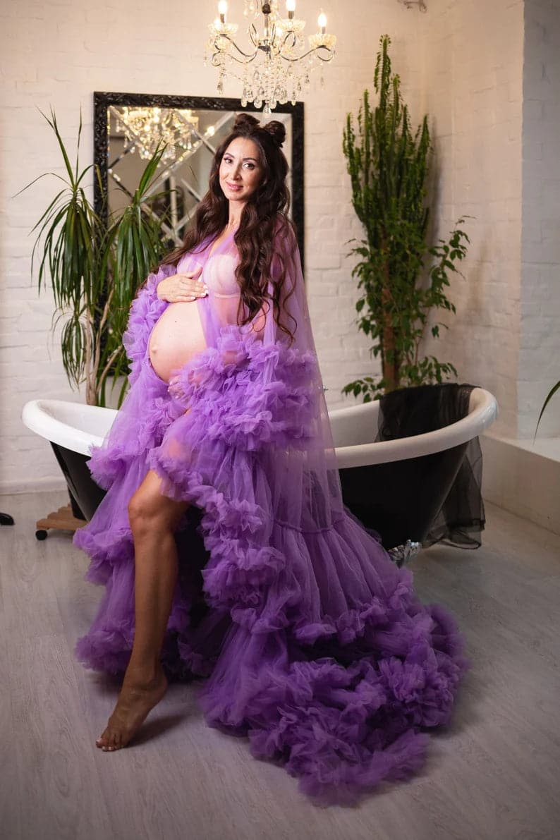 Lavender Maternity Dress For Photoshoot
