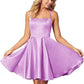 Spaghetti Straps Homecoming Dress Short Satin Puffy Cocktail VMH1