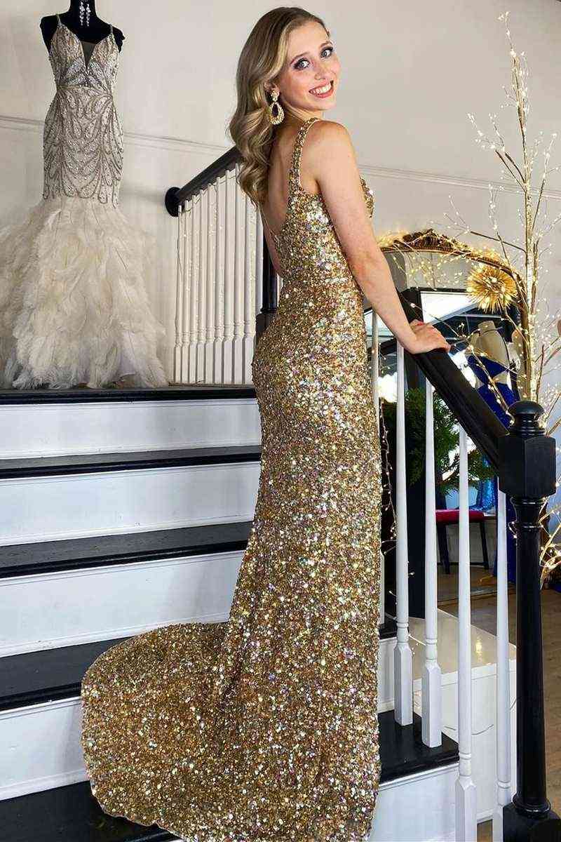 Robe de bal à col carré avec fente haute VMP149