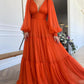 Long Prom Dress Puffy Sleeve Formal Gowns VMP25