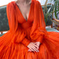 Long Prom Dress Puffy Sleeve Formal Gowns VMP25