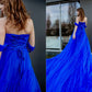 Royal blue off the shoulder prom dress