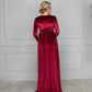 Emerald Green Velvet Dress with Train