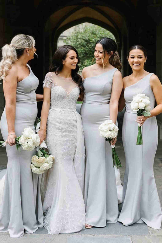 Light Grey Mermaid Bridesmaid Dress VMB61