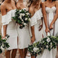 Knee Length White Bridesmaid Dress VMB47