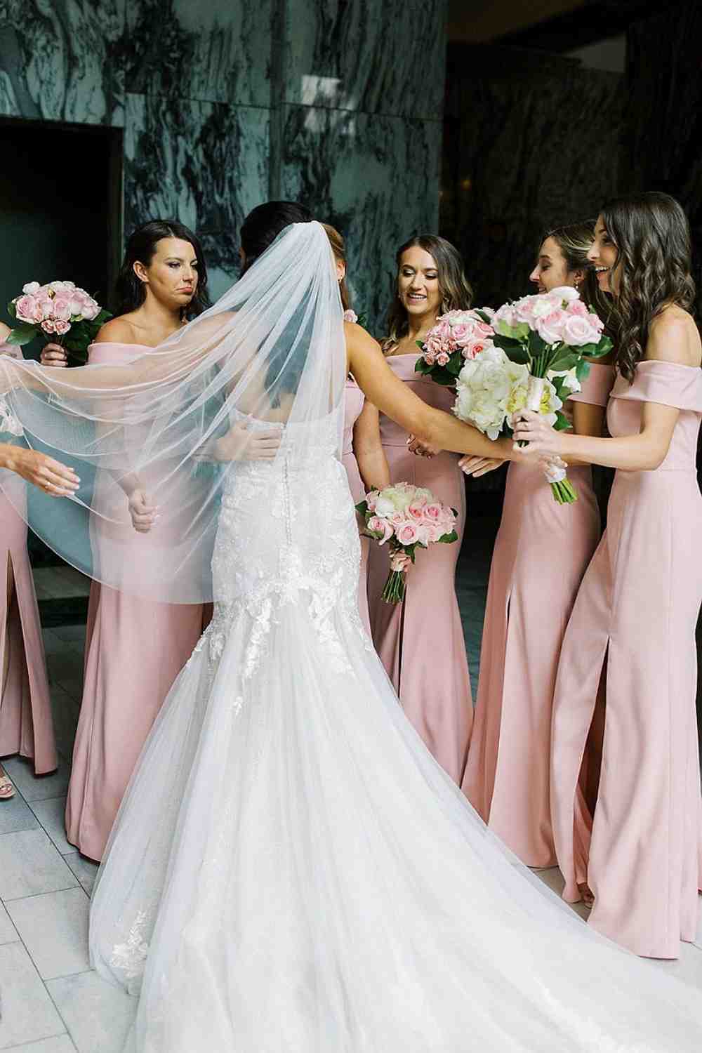 long bridesmaid dress with a slit