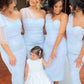 Pink Tea Length Mermaid Bridesmaid Dress VMB64