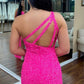 One Shoulder Sequined Long Prom Dress With Slit VMP106