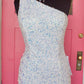 One Shoulder Sequined Long Prom Dress With Slit VMP106