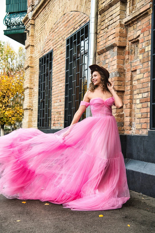 Tulle Gown Pink Birthday Dress For Woman
