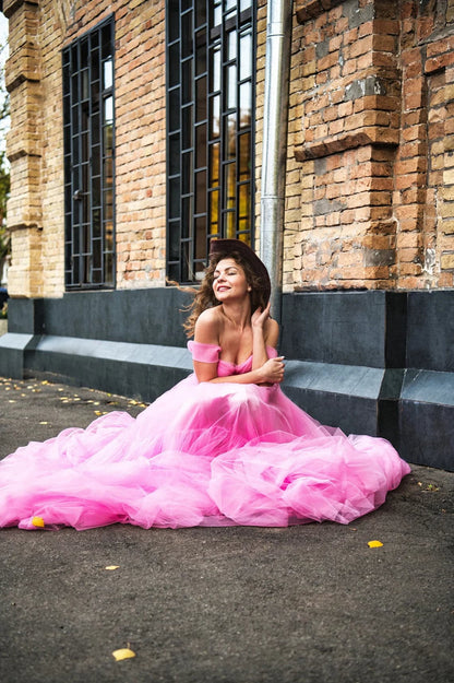 pink tulle dress women