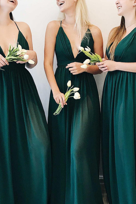 A Line Dark Green Bridesmaid Dress VMB31